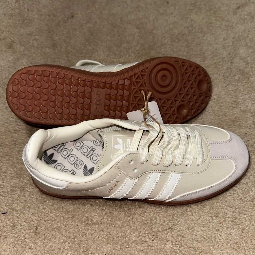 Adidas Samba Shoes in Cream and White